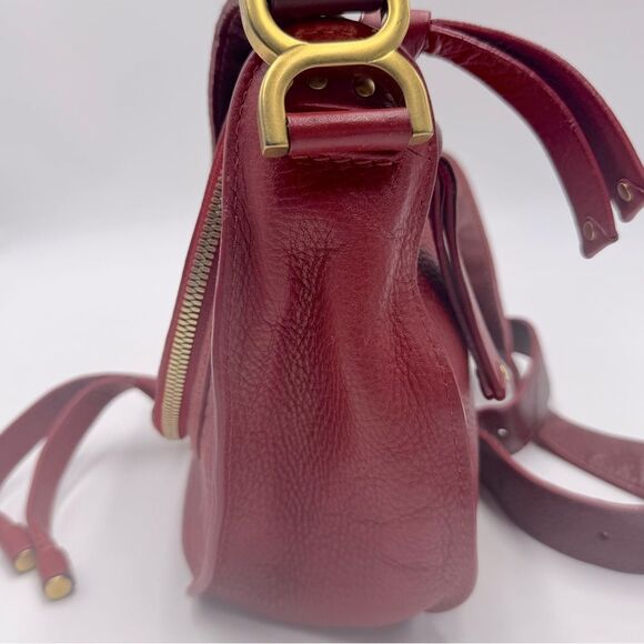 Auth Chloe Marcie Red Leather Crossbody Saddle Bag - Picture 6 of 16